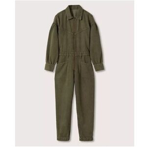 Mango army green long sleeve front zipper Women's Jumpsuit